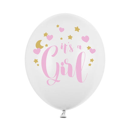 Ballons blancs It's A Girl 30cm 6pcs