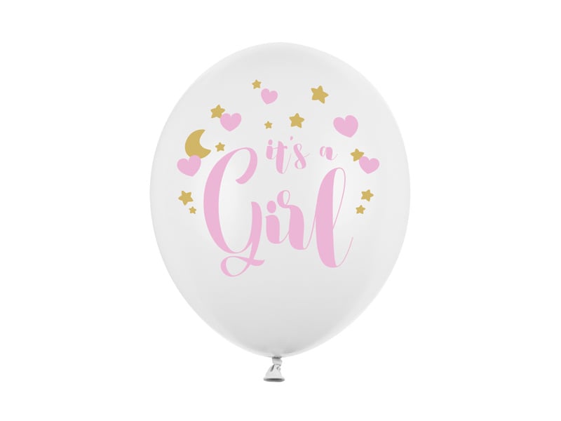 Ballons blancs It's A Girl 30cm 6pcs