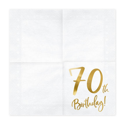 Serviettes de table 70 ans blanches 33cm 20pcs