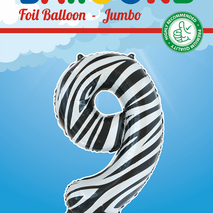 Ballon de baudruche Figure 9 Zebra XL 86cm vide