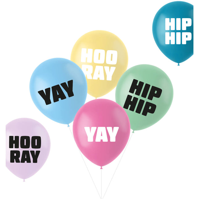 Ballons Hip Hip Hooray 33cm 6pcs