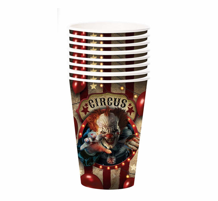 Tasses d'Halloween Clown 355ml 6pcs