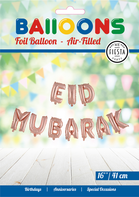 Ballons Lettre Eid Mubarak Or Rose Vides