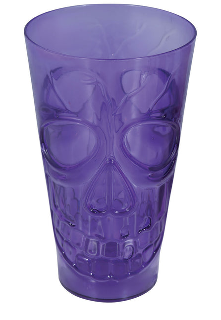 Crâne en verre violet d'Halloween 15cm