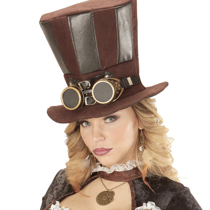 Chapeau Steampunk Haut avec lunettes