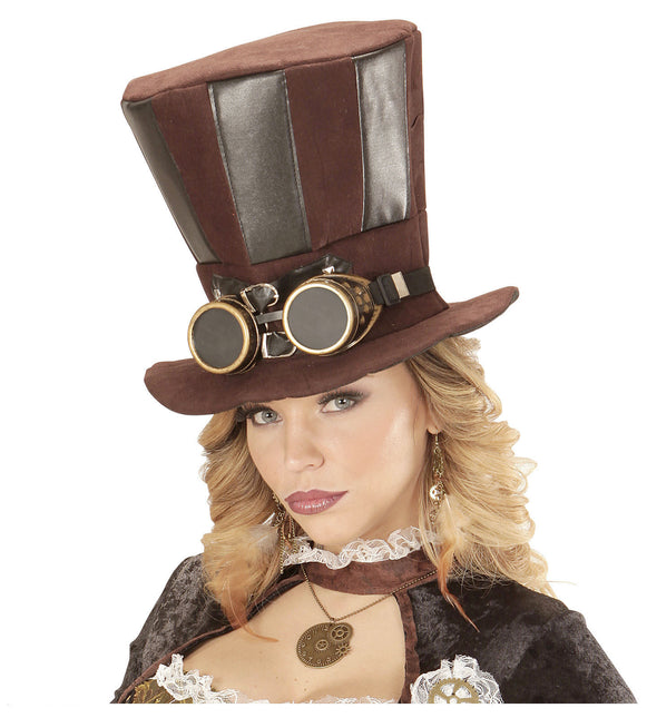 Chapeau Steampunk Haut avec lunettes