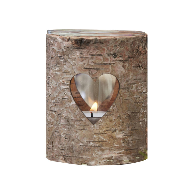 Porte-lampions en bois avec coeur 9cm