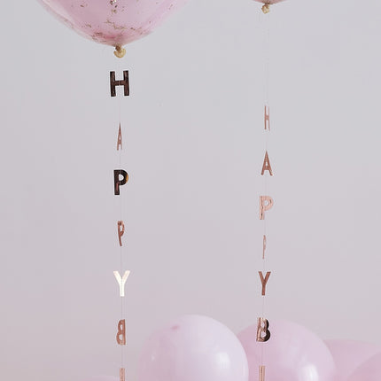 Guirlande de ballons Happy Birthday or rose 1m