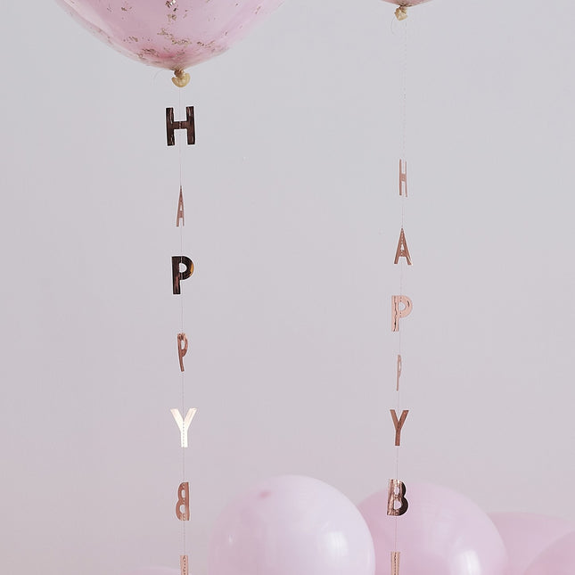 Guirlande de ballons Happy Birthday en or rose 1m