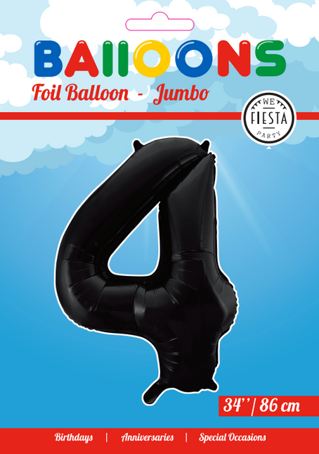 Ballon de baudruche Figure 4 Noir XL 86cm vide