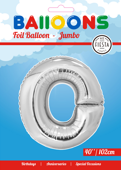 Ballon de baudruche Lettre O Argent XL 102cm vide