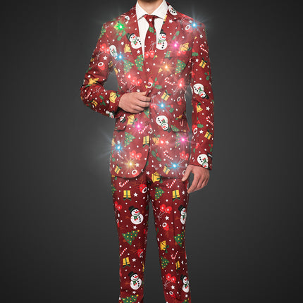 Costume rouge de Noël avec des lumières