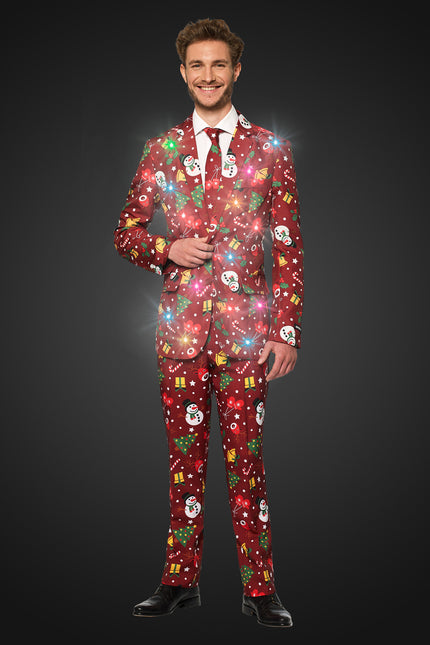 Costume rouge de Noël avec des lumières