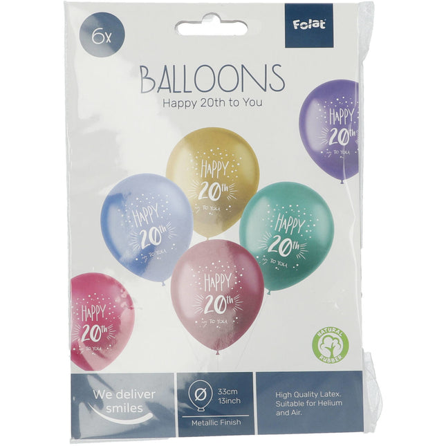 Ballons 20 ans Happy 20th 33cm 6pcs