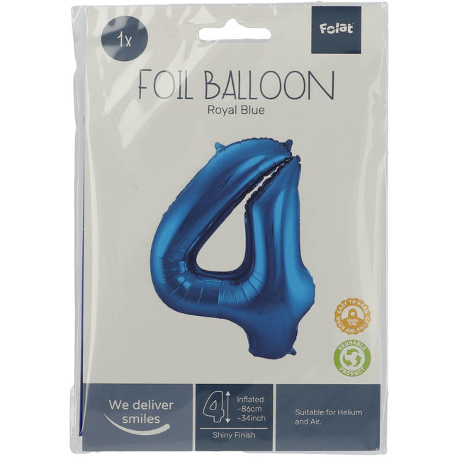 Ballon de baudruche Figure 4 Bleu Métallique XL 86cm Vide