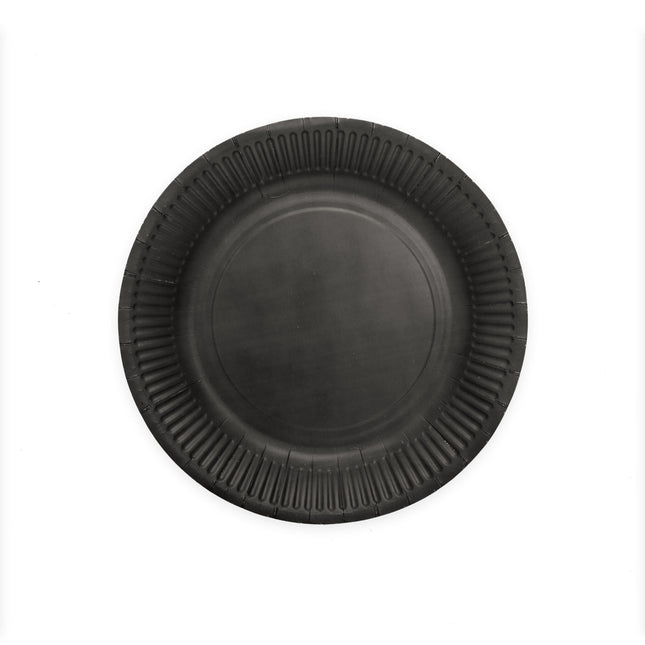 Assiettes noires en papier 23cm 16pcs