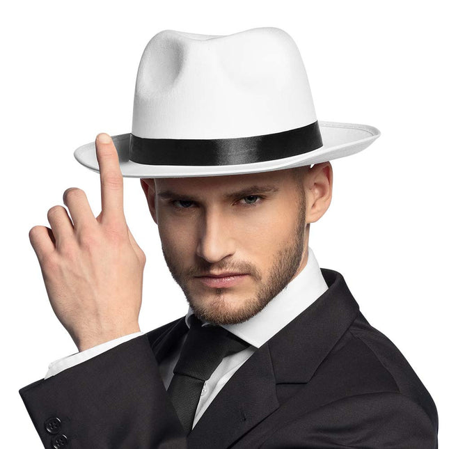 Chapeau Mafia Blanc 38cm