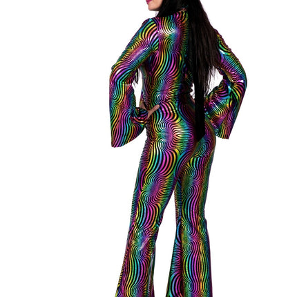 Combinaison disco colorée pour femmes Holographique