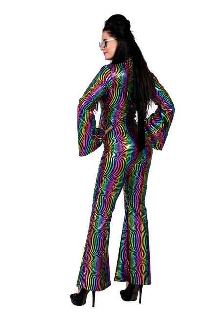 Combinaison disco colorée pour femmes Holographique