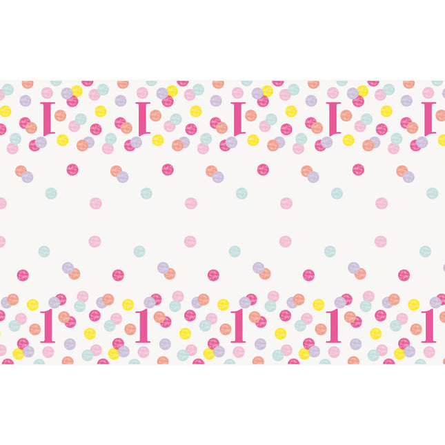 Nappe d'anniversaire 1 an Dots 2.13m