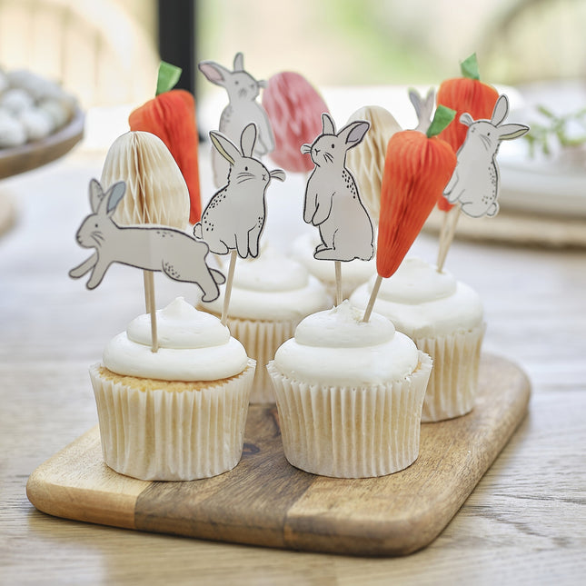 Décorations pour petits gâteaux de Pâques colorées 12 pièces