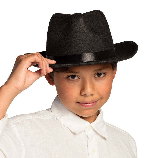 Chapeau noir enfant gangster