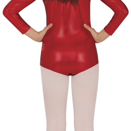 Girl Red Metallic leotard