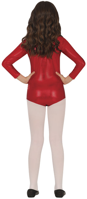 Girl Red Metallic leotard