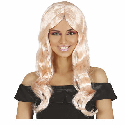 Perruque blonde cheveux longs ondulés