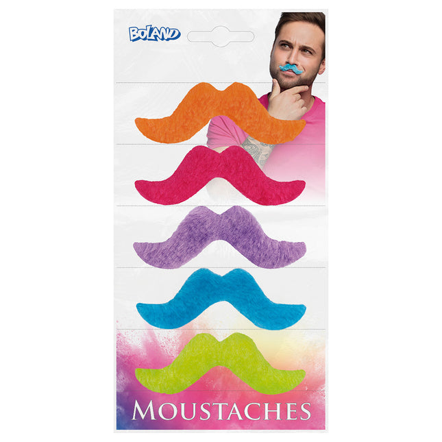 Fausse moustache colorée 5pcs