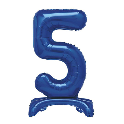 Ballon numéro bleu 5 ans avec standard 76cm