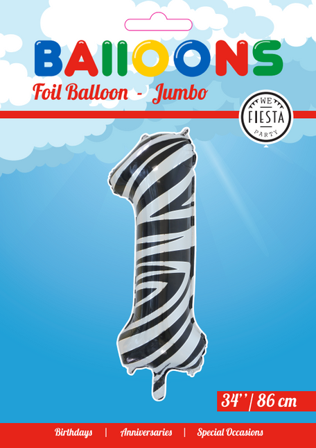 Ballon de baudruche Figure 1 Zebra XL 86cm vide