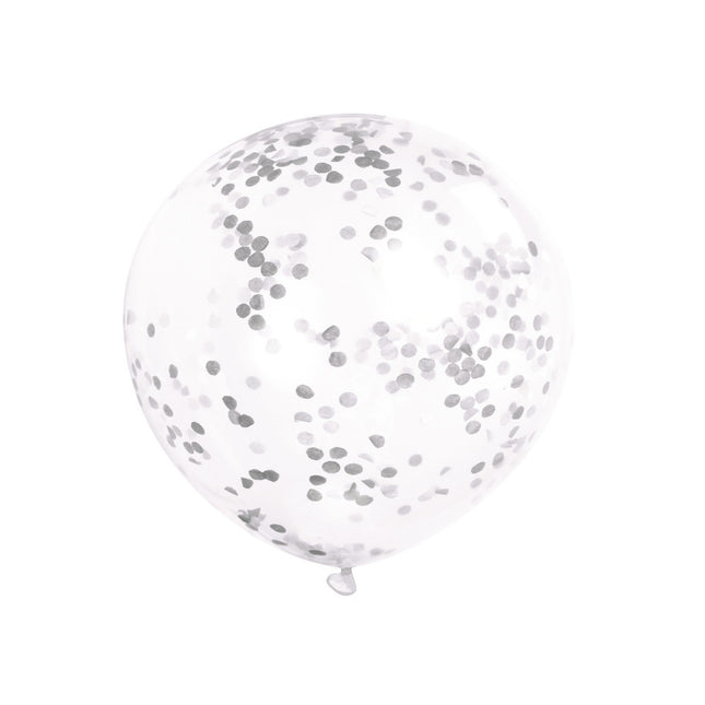 Ballons Confetti Argent 30cm 6pcs