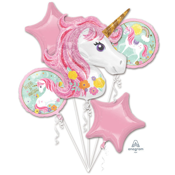 Jeu de ballons à l'hélium Licorne 5 pièces