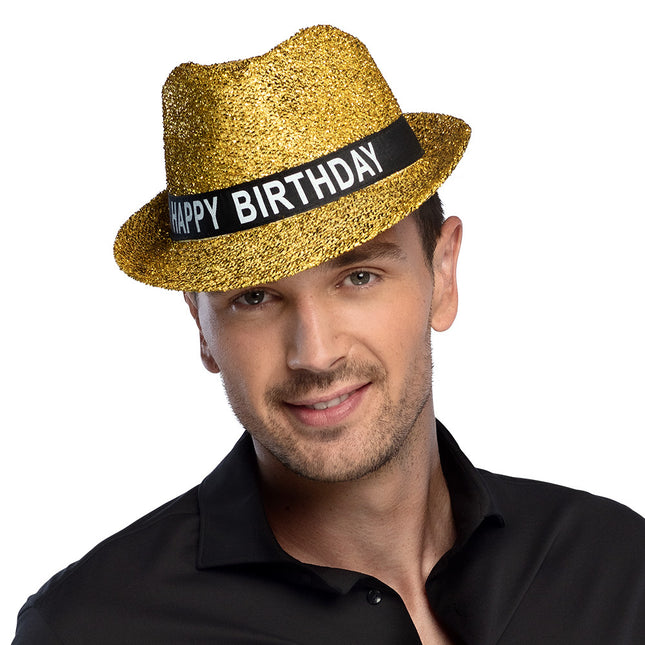 Chapeau doré de joyeux anniversaire