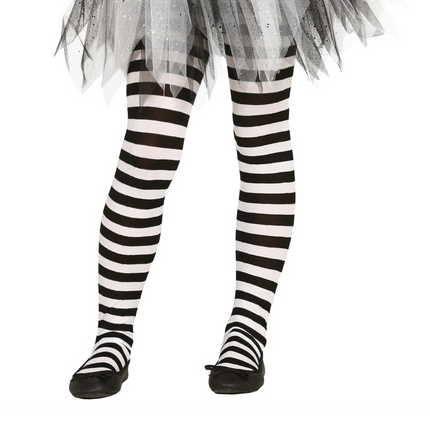 Collant d'Halloween Enfant Noir Blanc Rayé