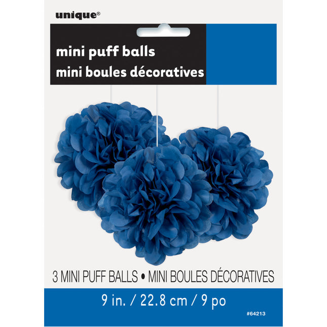 Pompon bleu 20cm 3pcs