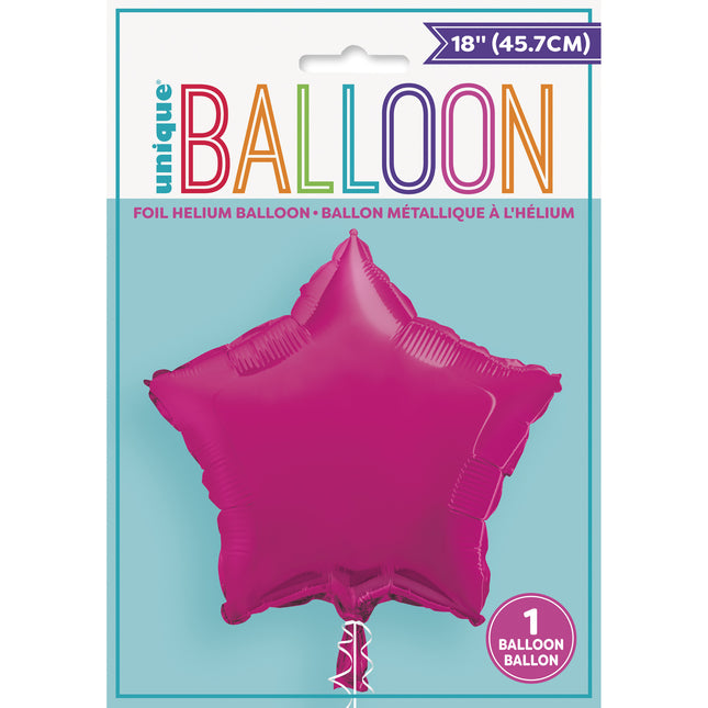 Ballon à l'hélium Étoile Fuschia Vide 45cm