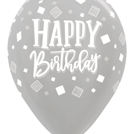 Ballons Happy Birthday Squares Metallic Mix 30cm 25pcs