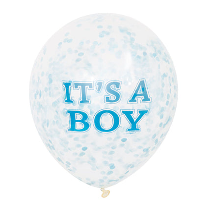 Ballons confettis It's A Boy Blue 30cm 6pcs