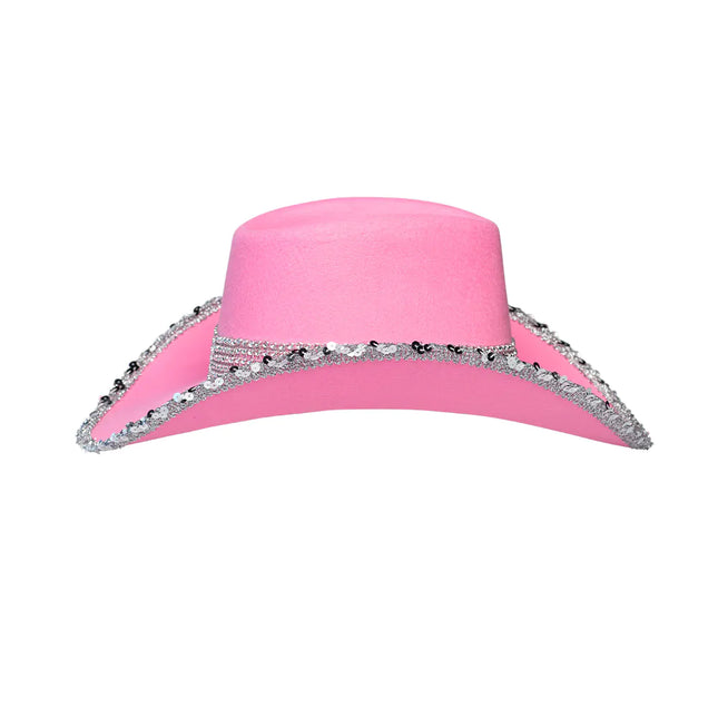 Chapeau de cow-boy rose pailleté