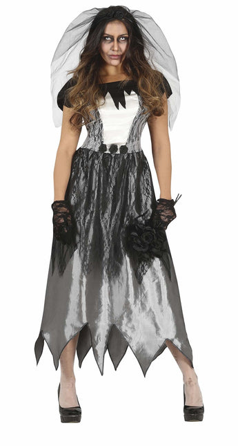 Costume d'Halloween de la mariée fantôme Dames Noir