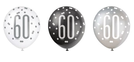 Ballons 60 Years Dots Black 30cm 6pcs