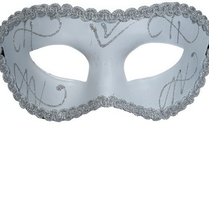 Masque vénitien pour les yeux blanc argent