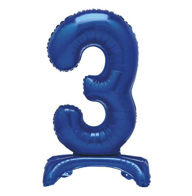 Ballon à figures bleu 3 ans avec standard 76cm
