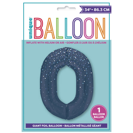 0 Year Figure Balloon Dark Blue Dots 86cm