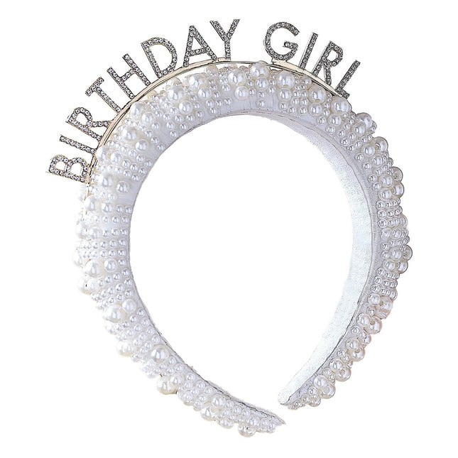 Bandeau d'anniversaire pour fille avec des perles