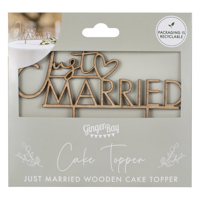 Dessus de gâteau Just Married Bois 13.7cm