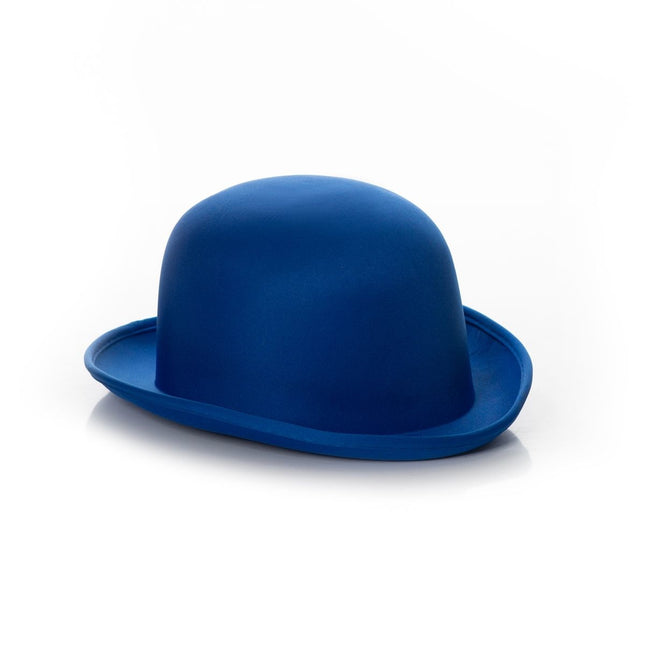 Chapeau melon bleu en satin