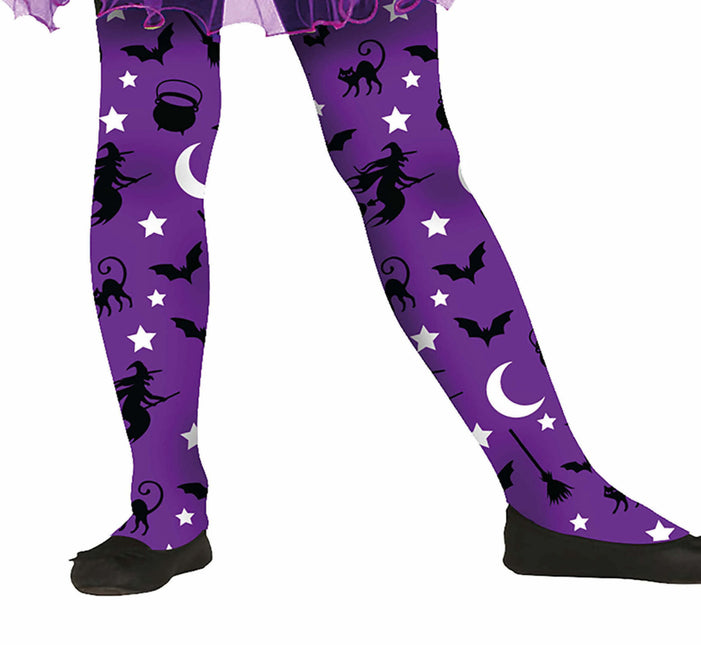 Legging d'Halloween violet sorcière enfant